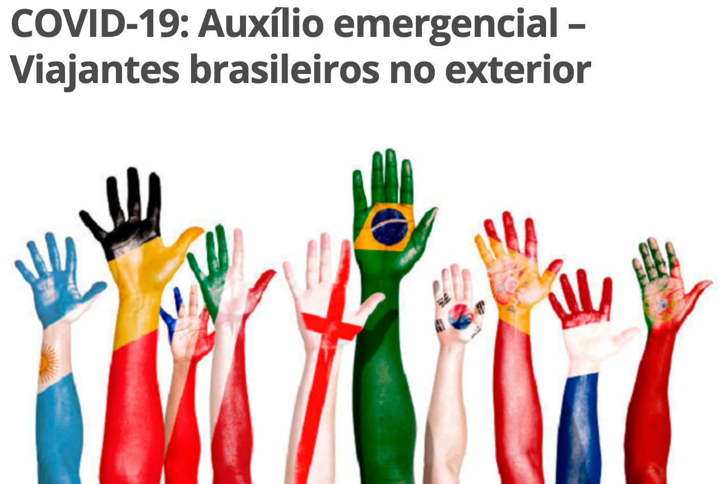 COVID-19: Auxílio emergencial – Viajantes brasileiros no exterior